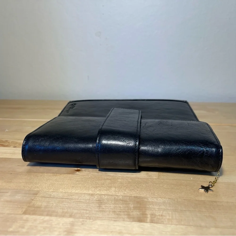 Time Manager Original 6 Rings Trifold personal size black gloss leather
